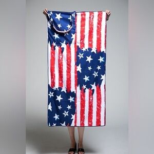 2 In 1 USA American Flag Motif Bag and Beach Towel